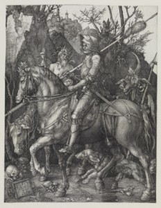 Albrecht Dürer: Ritter, Tod und Teufel, Kupferstich, 1513, (c) Kunsthalle Karlsruhe